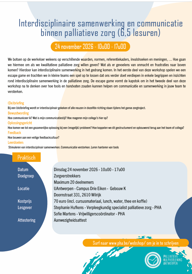 24 november 2026 - Interdisciplinaire samenwerking en communicatie binnen palliatieve zorg - Afbeelding 2